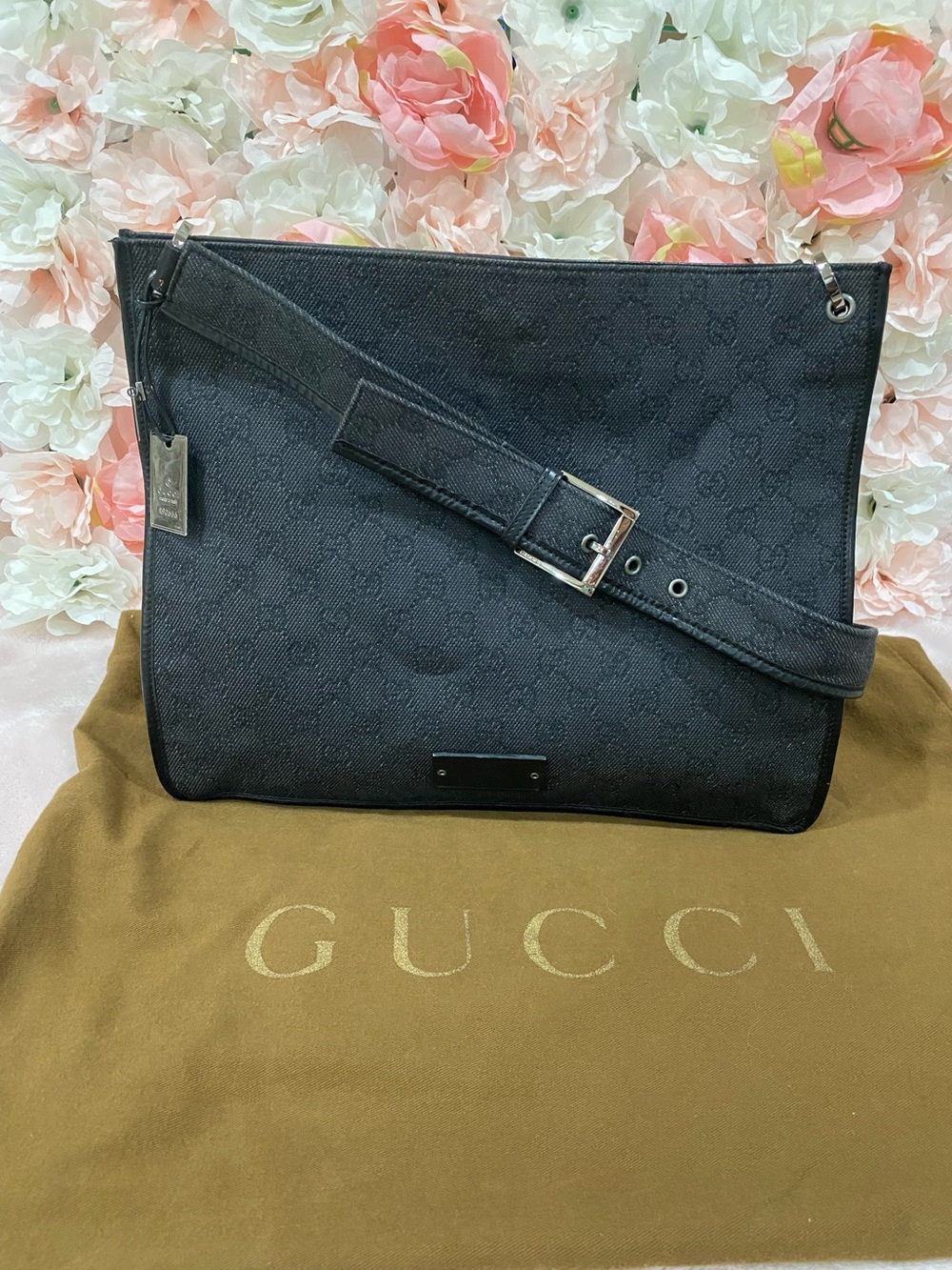 Gucci GG Black Denim Messenger Bag